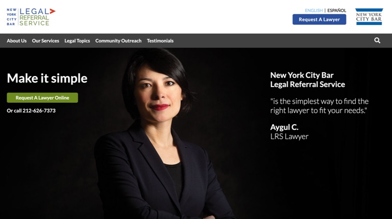 NYC Bar Legal Referral Service website screenshot